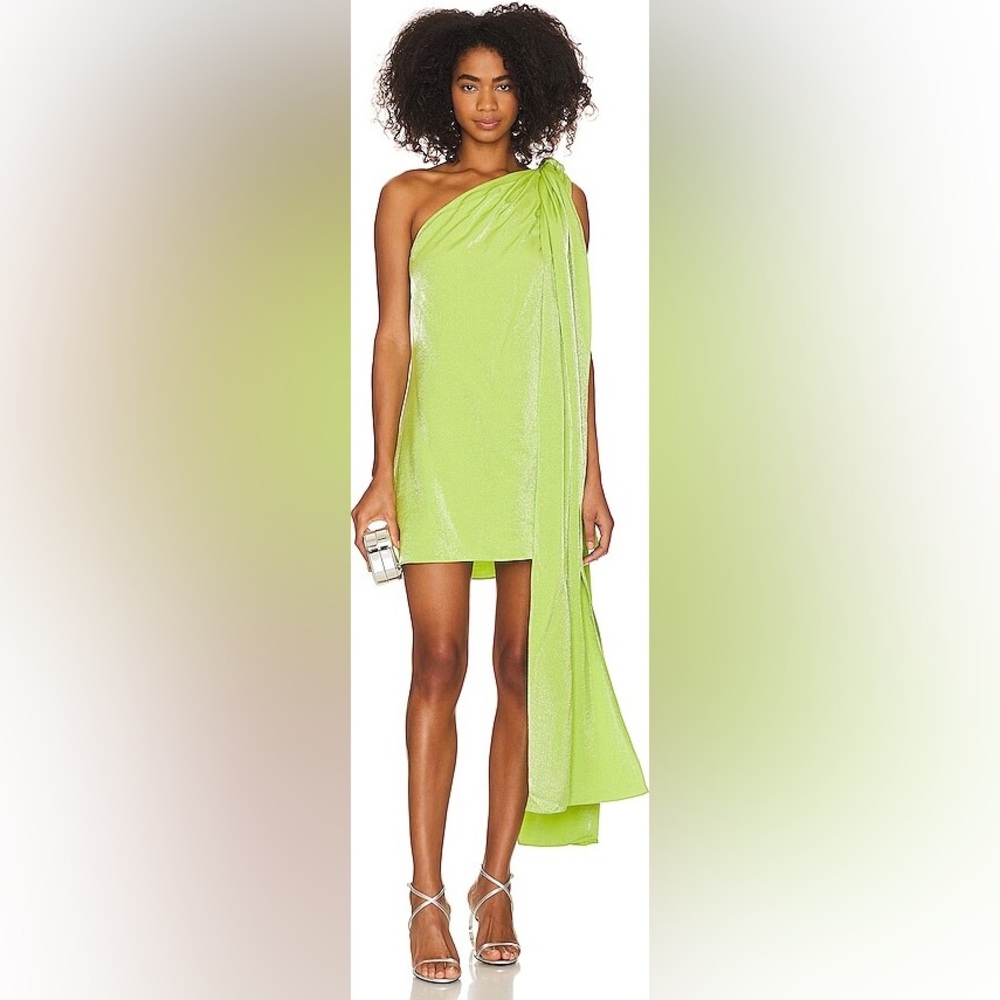 Shiny green OneShoulder mini Dress